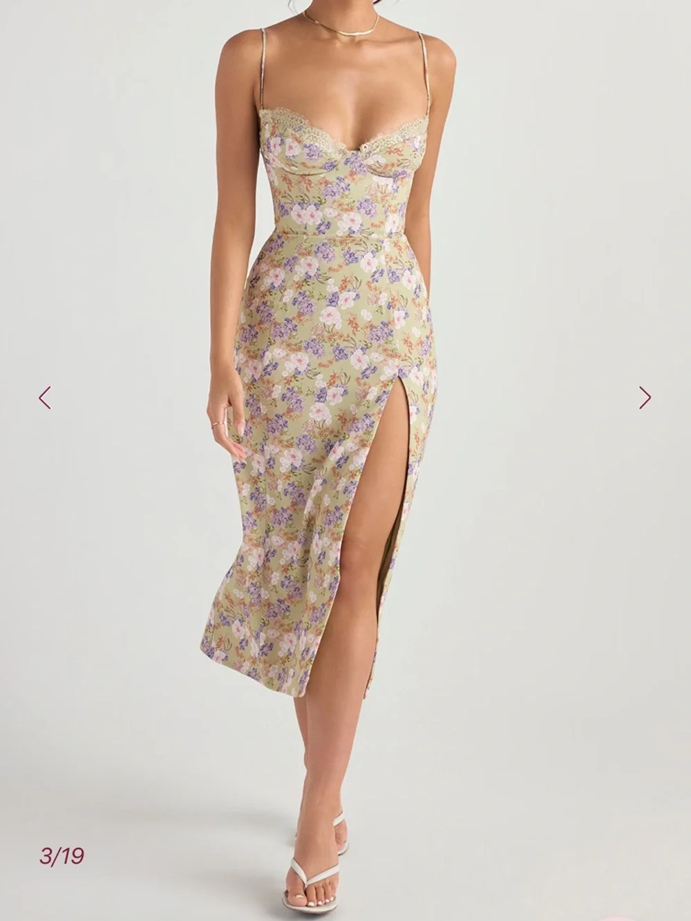 HOUSE OF CB Corset Midi Dress Peony Floral Cocktail Wedding Guest Coquette NWT - Picture 1 of 8